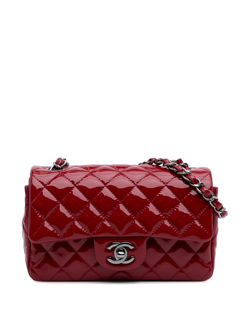 CHANEL Pre-Owned 2016-2017 Mini Rectangular Classic Patent Single Flap crossbody bag | Red | Image 1
