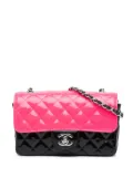 CHANEL Pre-Owned 2019 Mini Rectangular Classic Bicolor Patent Single Flap crossbody bag - Pink