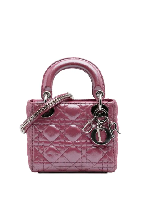 Christian Dior Pre-Owned 2016 Mini Iridescent Lambskin Cannage Lady Dior satchel