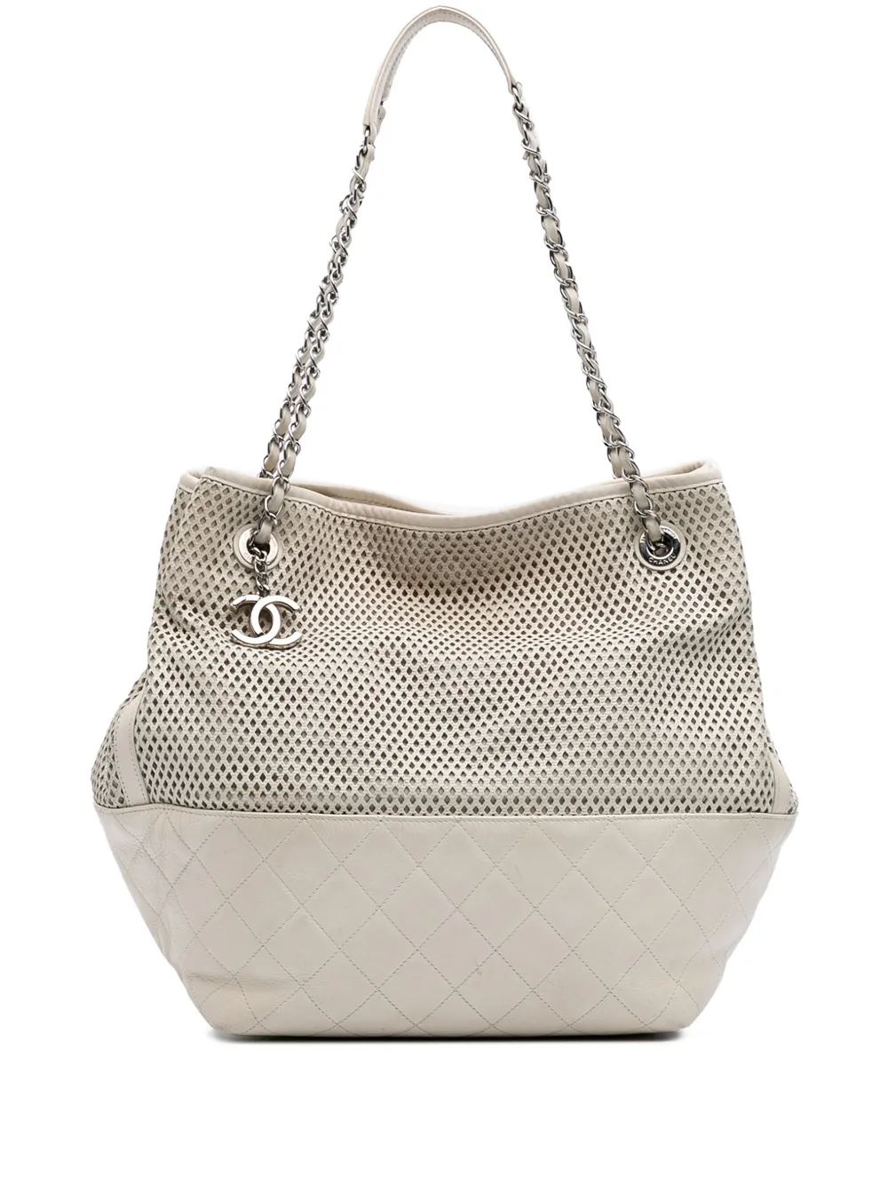 CHANEL Pre-Owned 2012-2013 Perforated Calfskin Up In The Air North South tote bag | White | Image 1