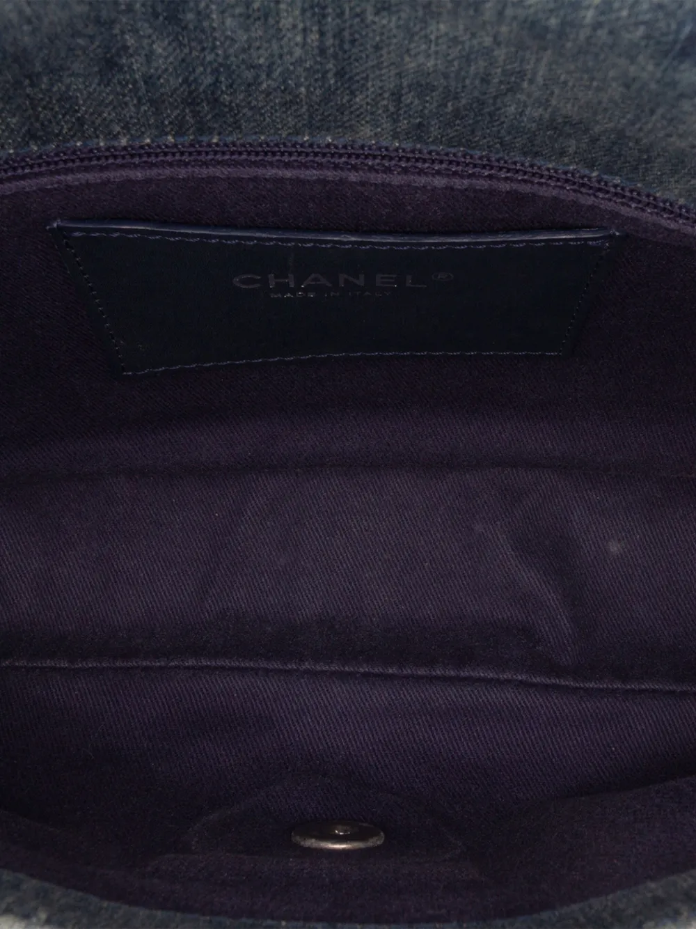 Pre-owned Chanel 2012 Large Embroidered Denim Camellia Flap Crossbody Bag
