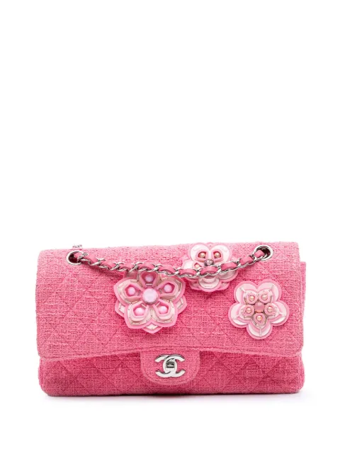 CHANEL Pre-Owned 2016-2017 Medium Classic Tweed Beaded Flower Double Flap shoulder bag