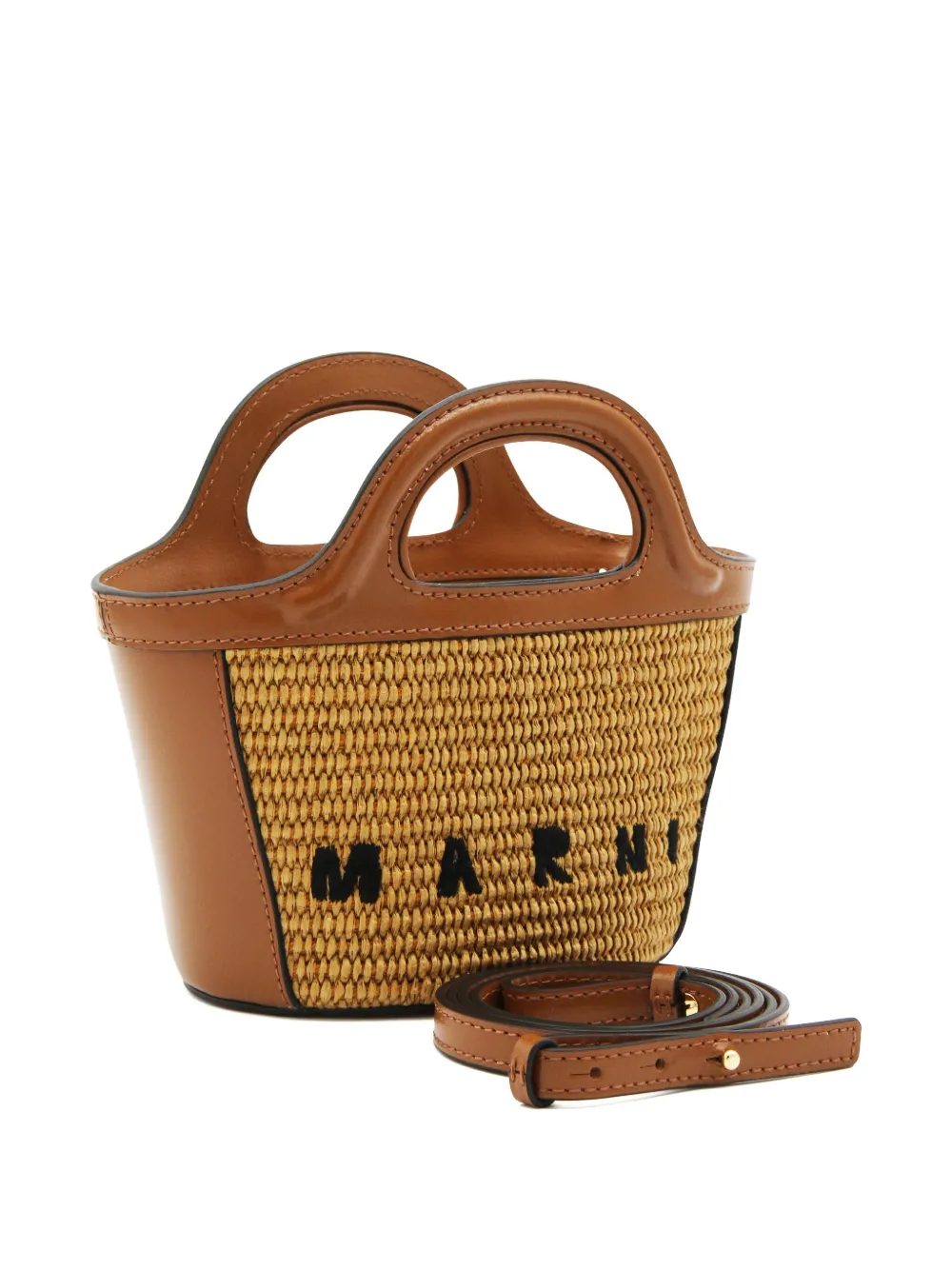 Marni Tropicalia geweven rieten handtas Beige