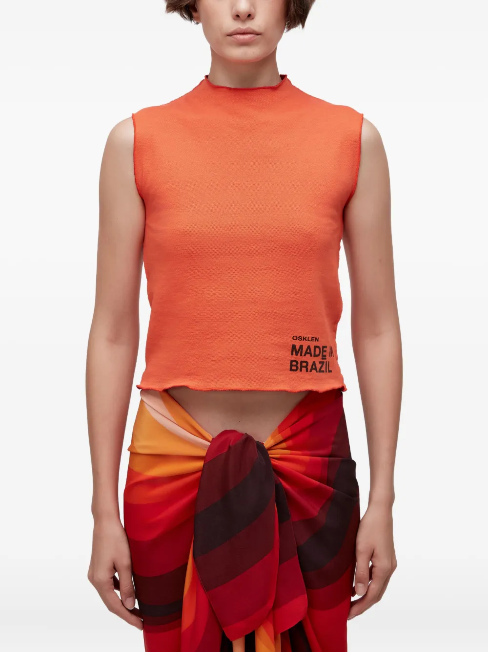 Osklen double-face raw-edge tank top | Orange | Image 1