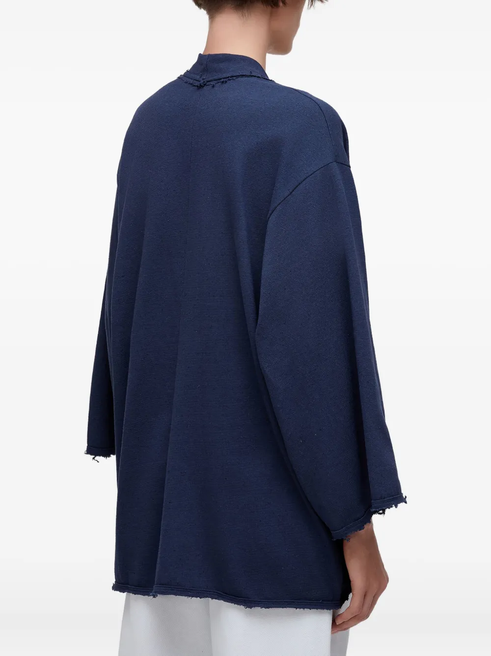 Osklen Frayed-edge Open Coat In Blue