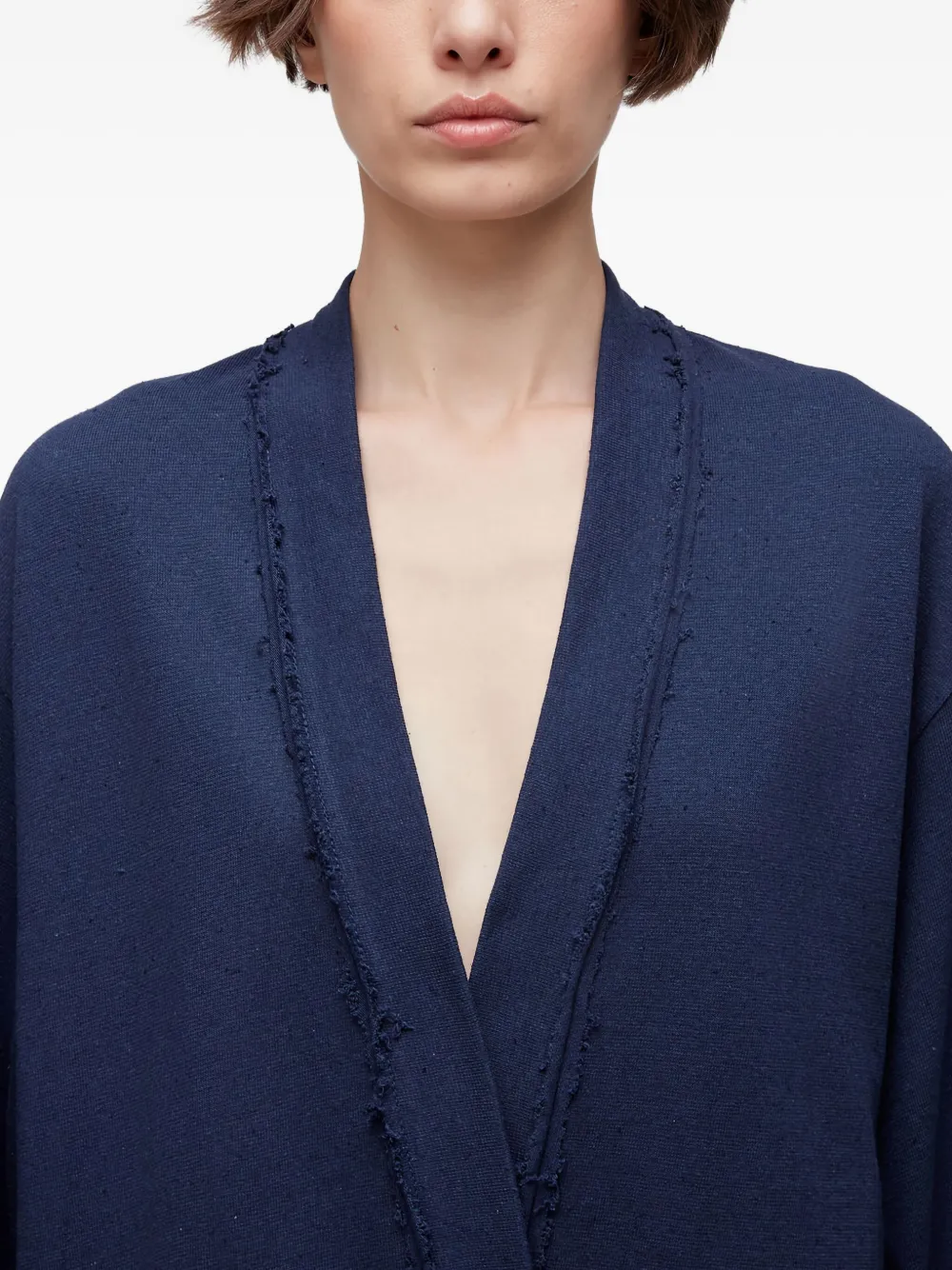 Osklen Frayed-edge Open Coat In Blue