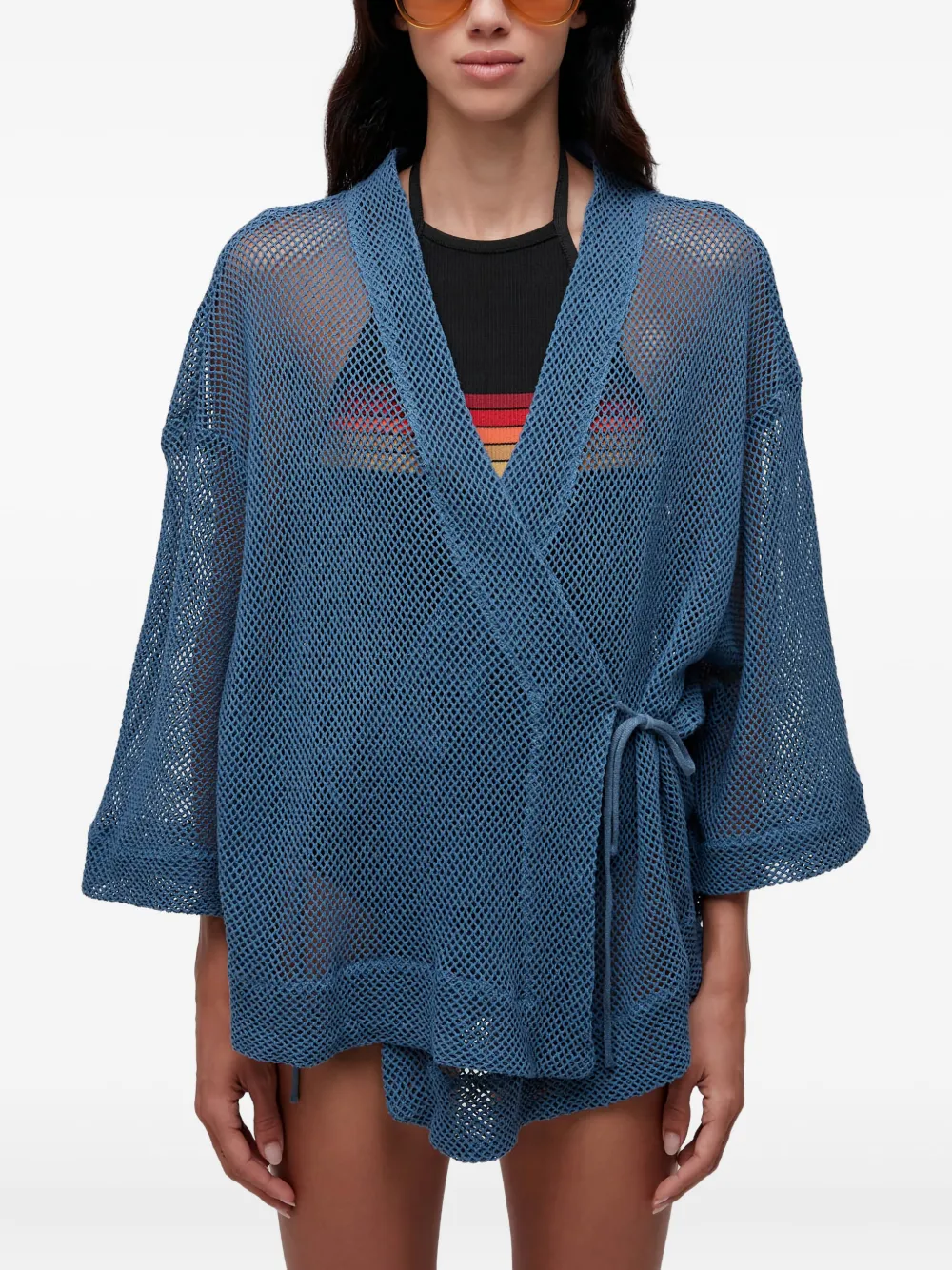 Osklen mesh wrap coat | Blue | Image 1