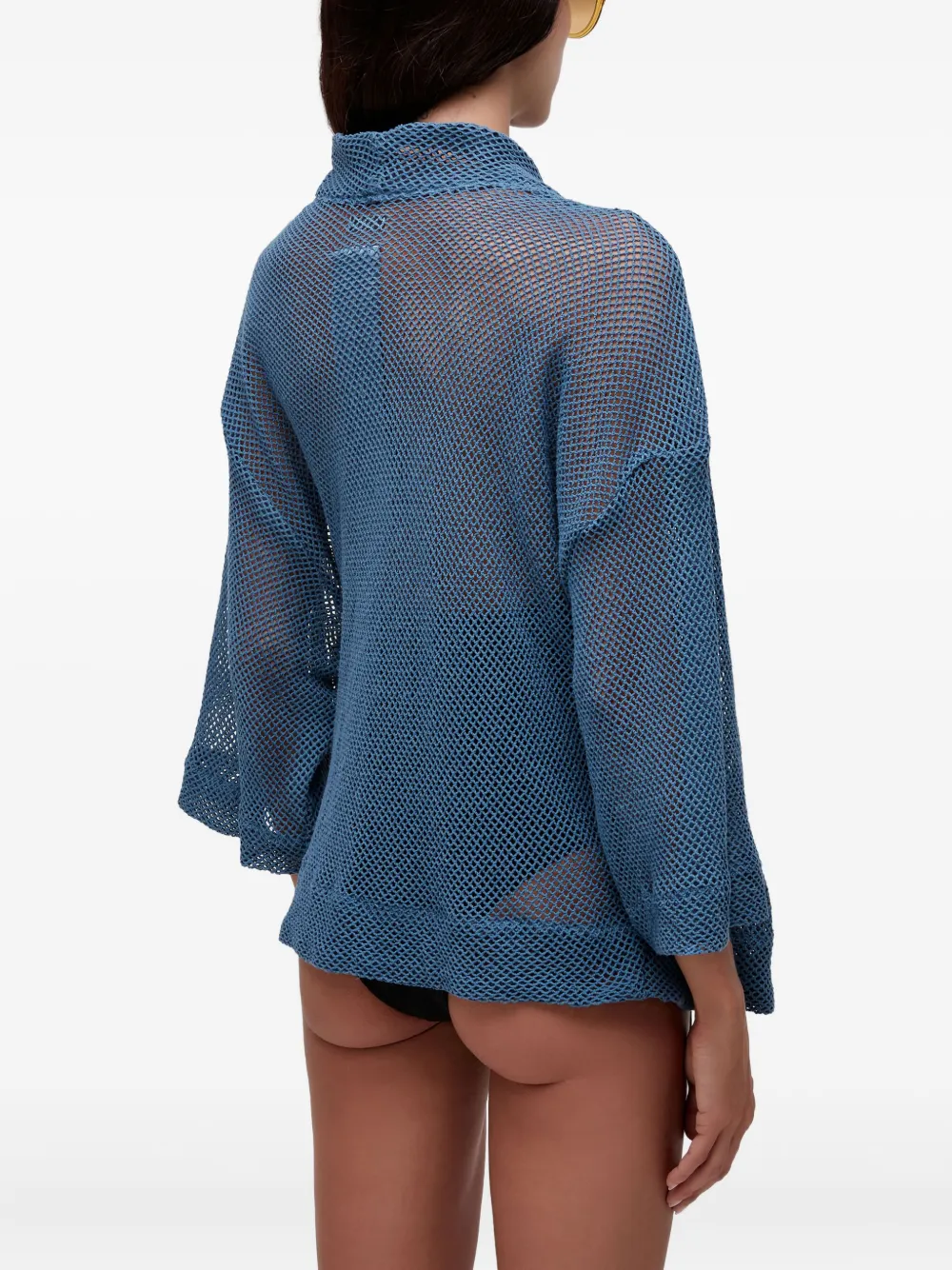 Osklen Mesh Wrap Coat In Blue