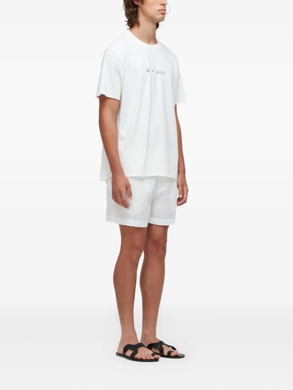 Osklen Trident gerafeld T-shirt met grafische print - Wit
