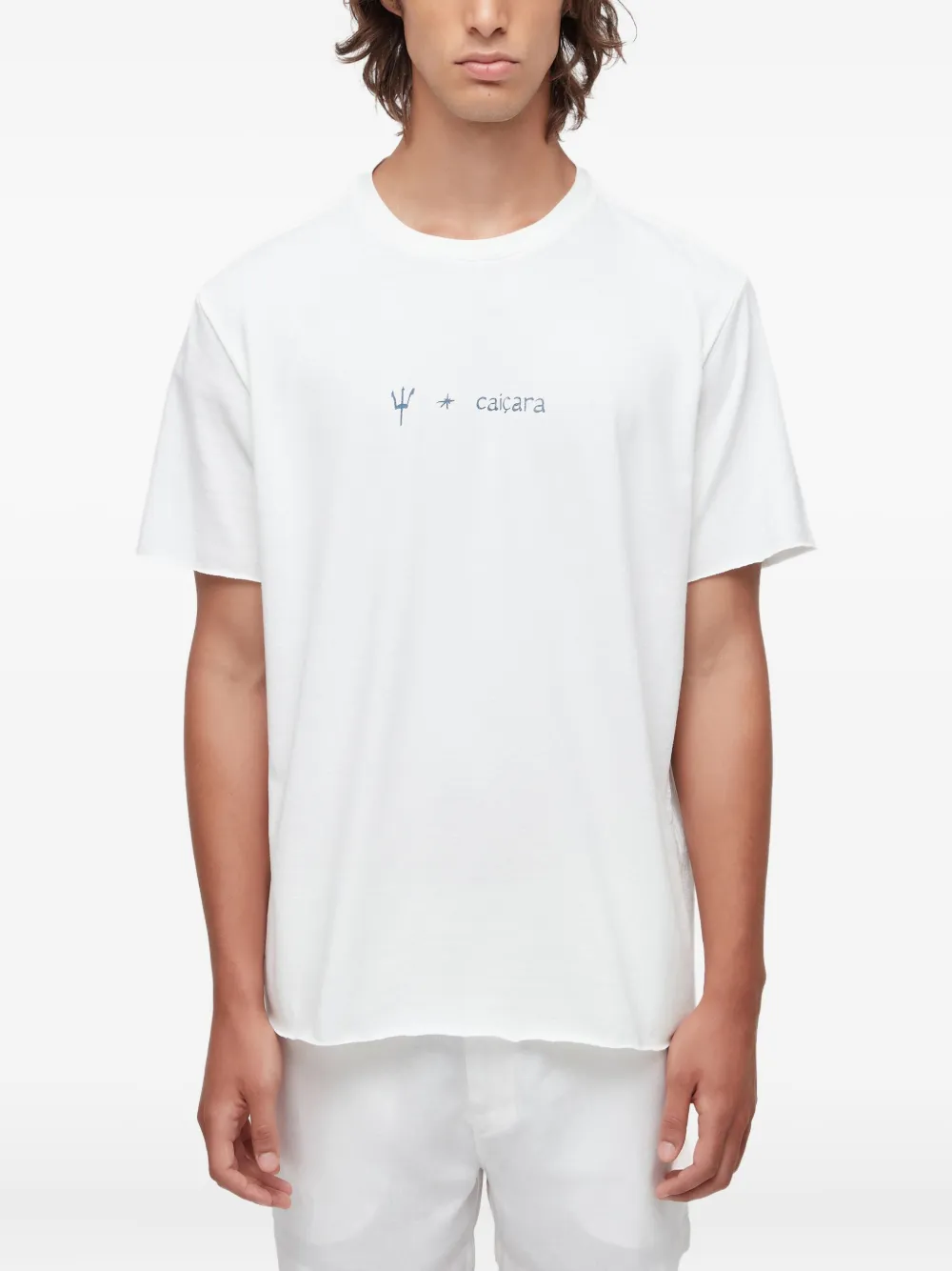 Osklen Trident Graphic Raw-edge T-shirt In White