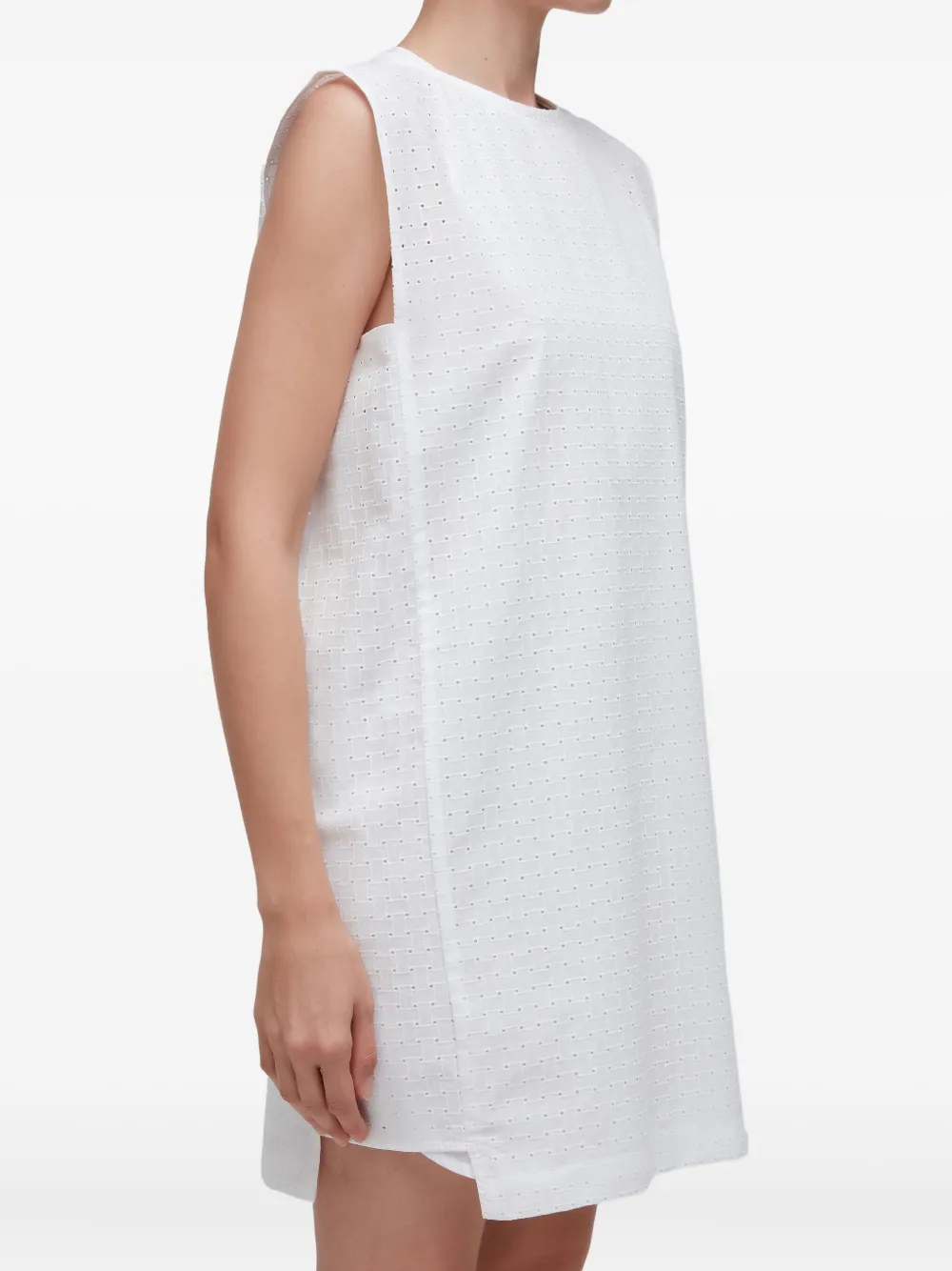 Osklen Laise Eyelet Sleeveless Mini Dress In White