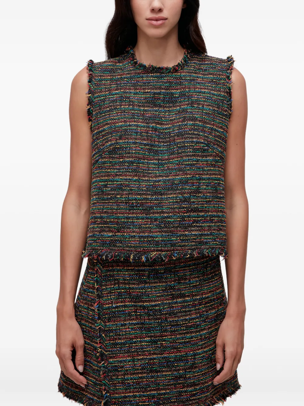 Osklen top de tweed con flecos | negro | Image 1