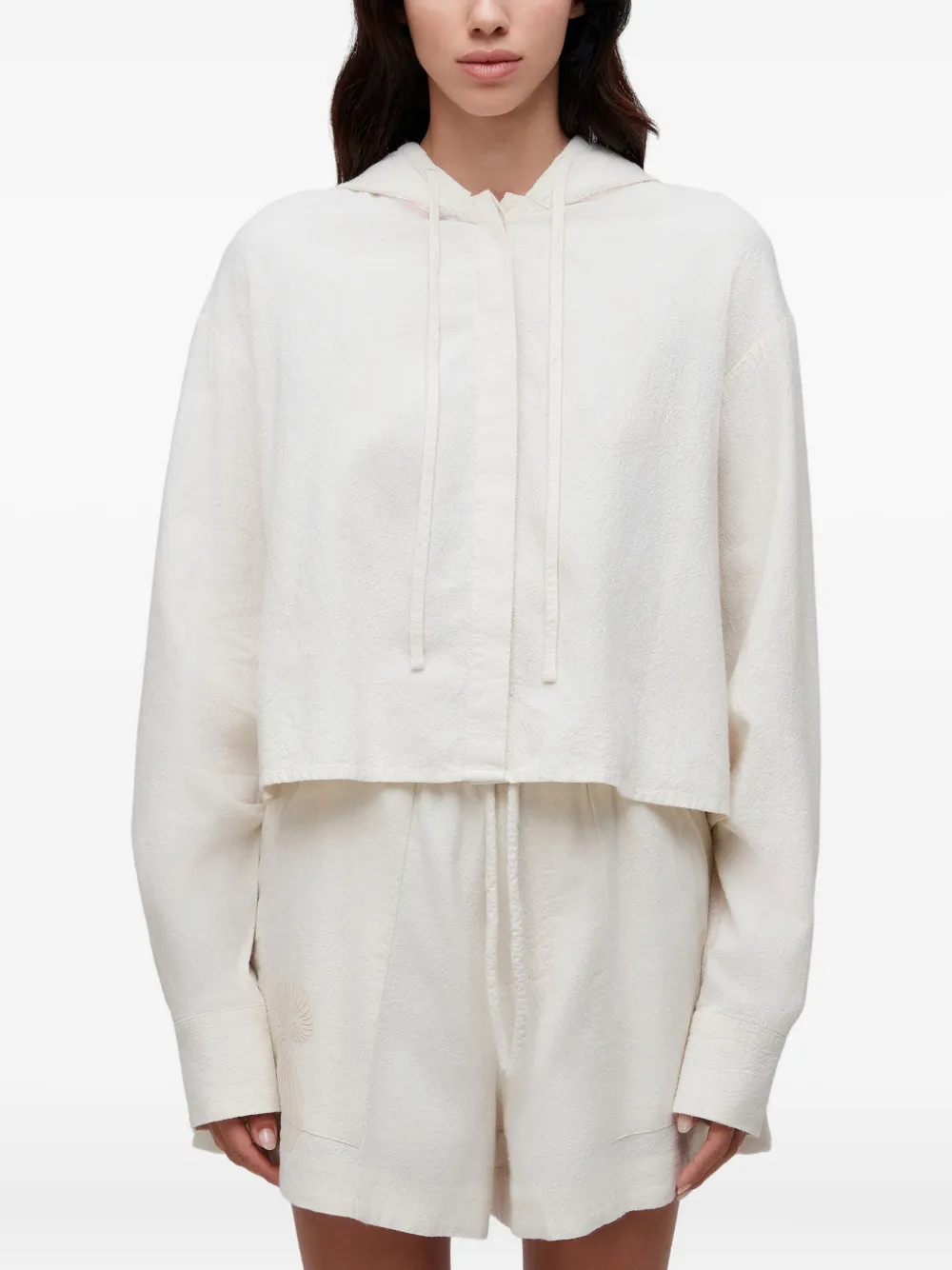 Osklen Bordado Concha hooded shell-stitch jacket | White | Image 1