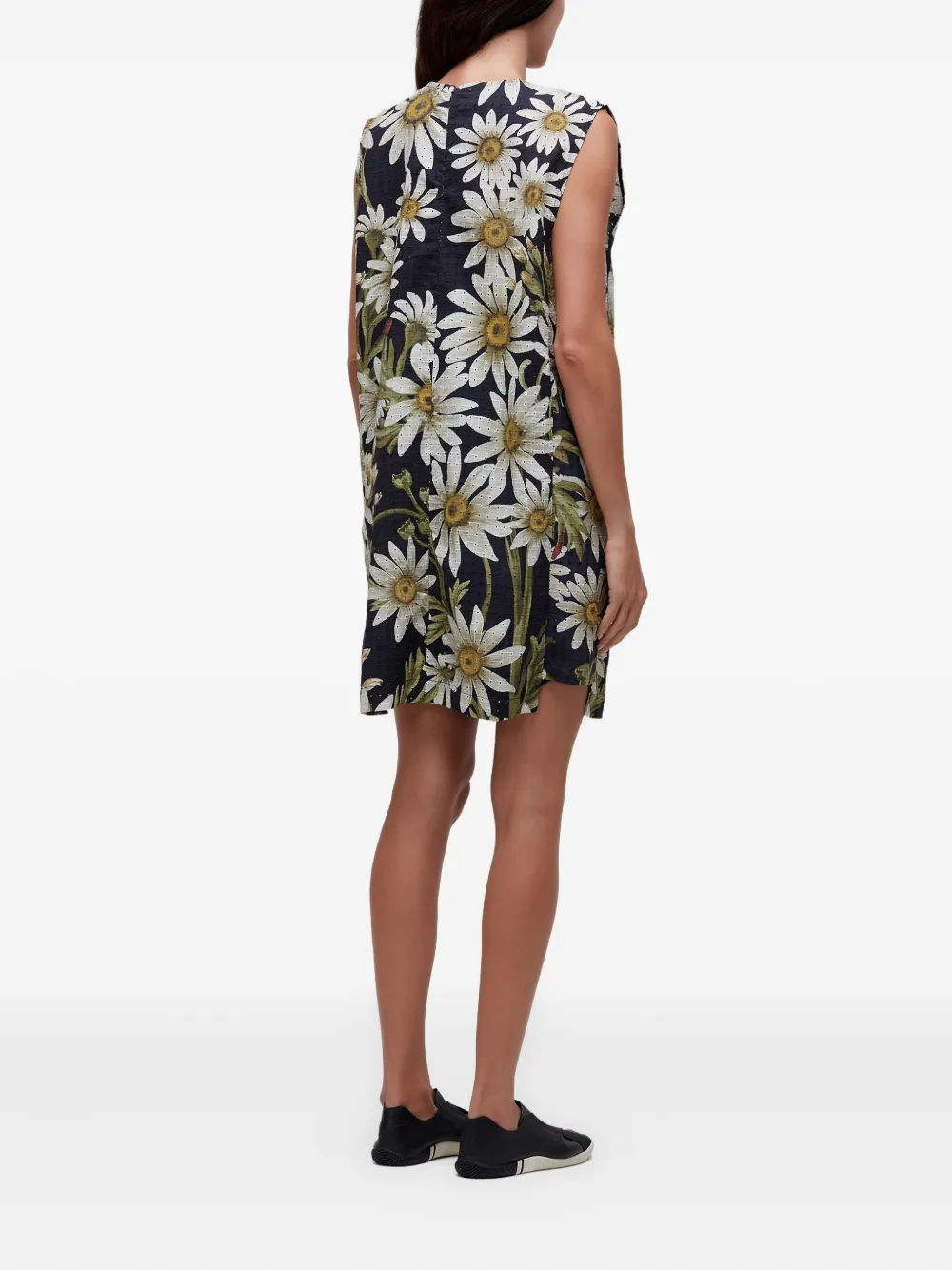 Osklen Daisy-print Sleeveless Mini Dress In Black