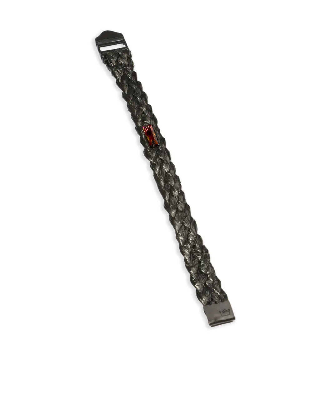  Osklen Braided-leather Crystal-embellished Bracelet - Black 