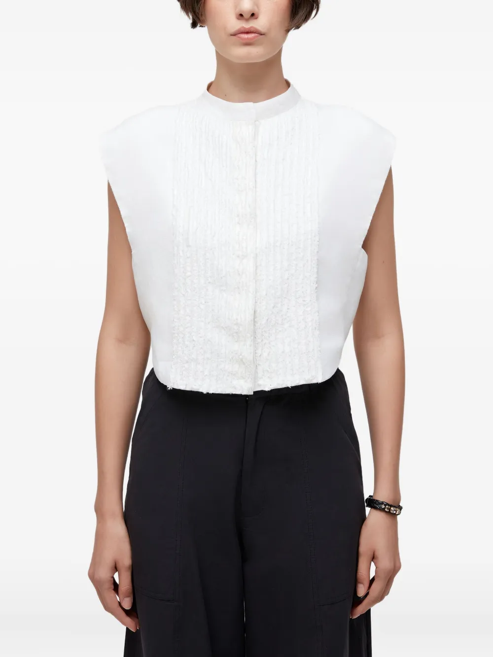 Osklen textured panelled sleeveless blouse | White | Image 1