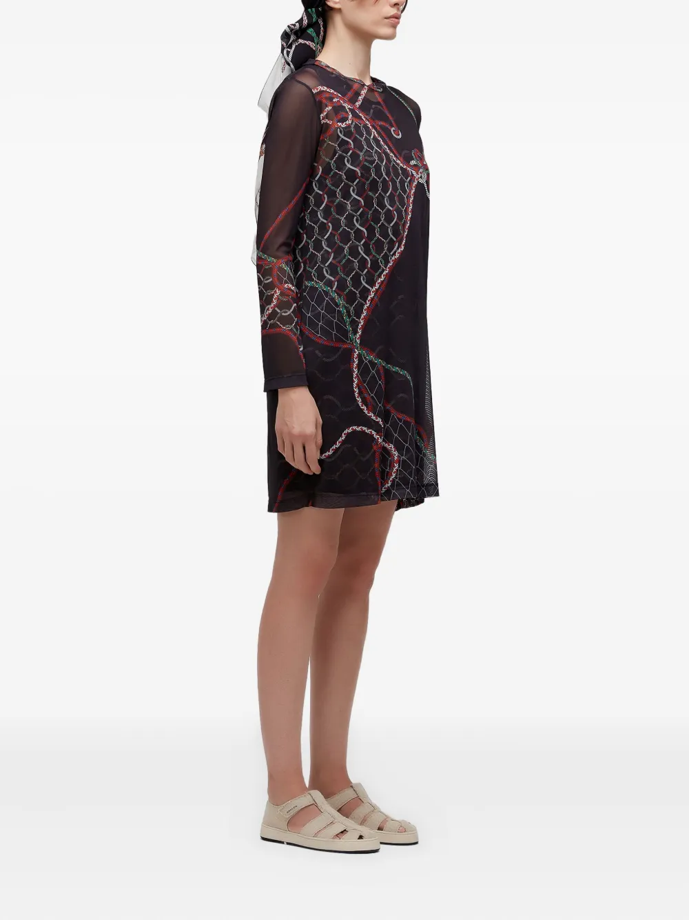 Osklen Mini-jurk met print en lange mouwen - Zwart
