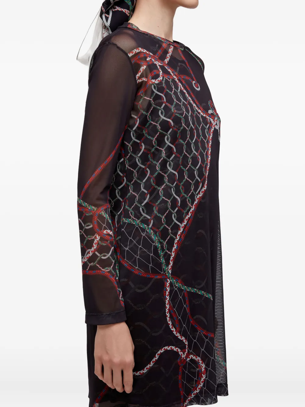 Osklen Mini-jurk met print en lange mouwen Zwart