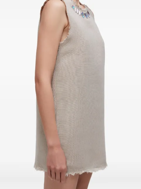 Osklen crystal-embellished frayed mini dress