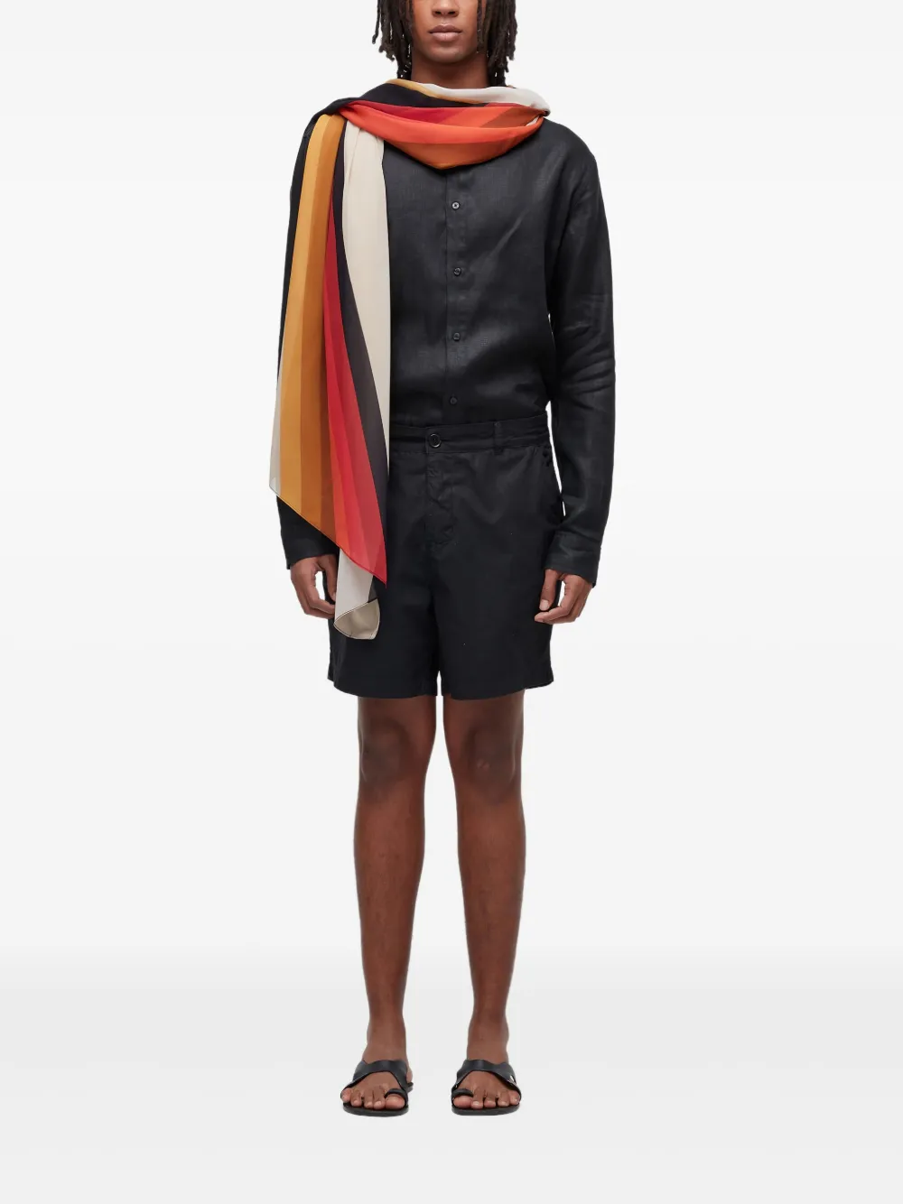 Osklen Waves gestreepte sjaal Beige