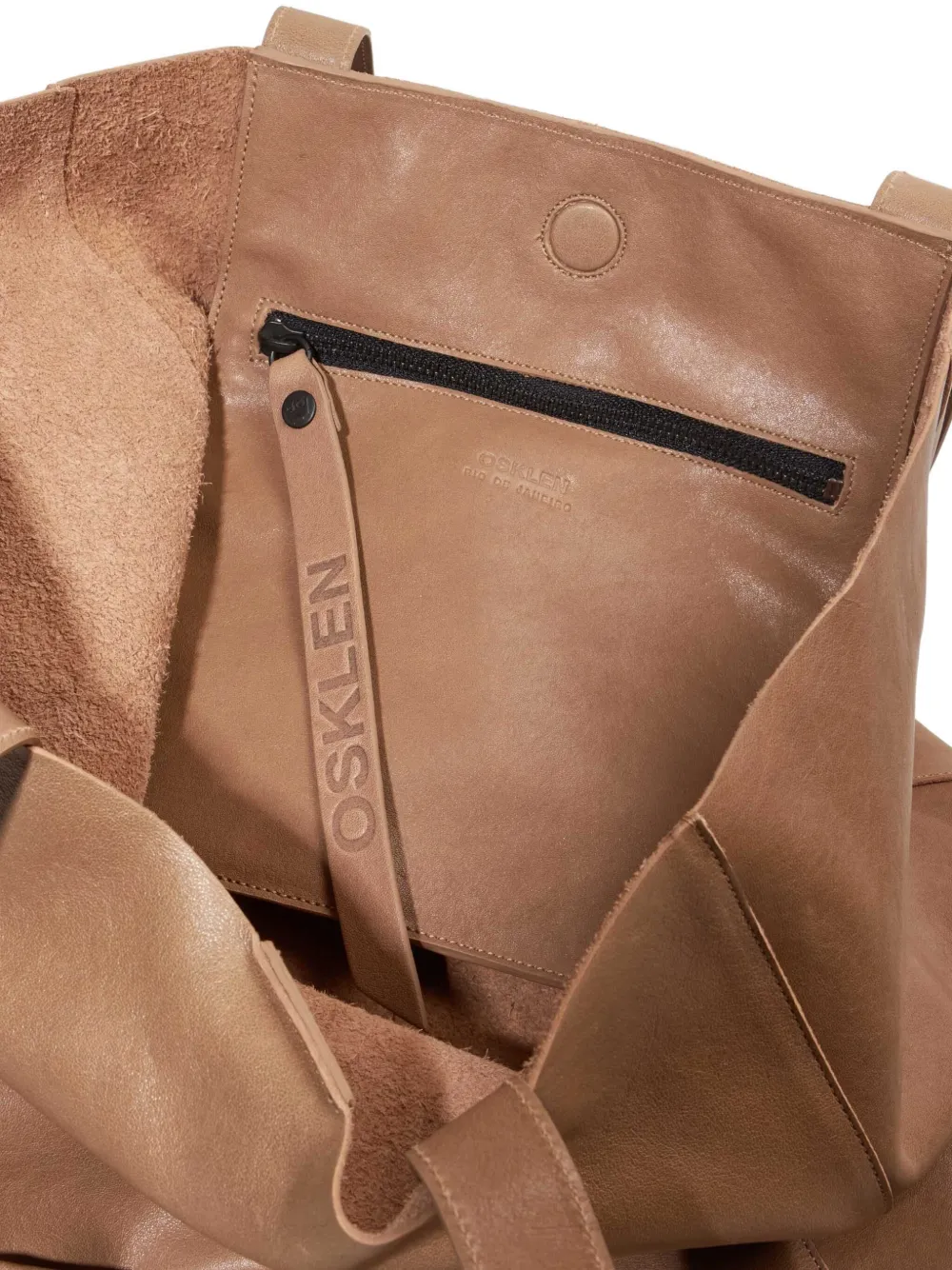 Osklen Debossed-logo Leather Tote Bag In Brown
