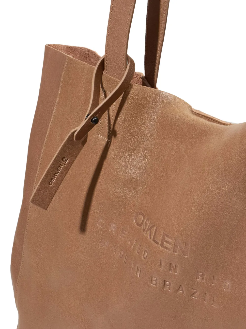 Osklen Debossed-logo Leather Tote Bag In Brown