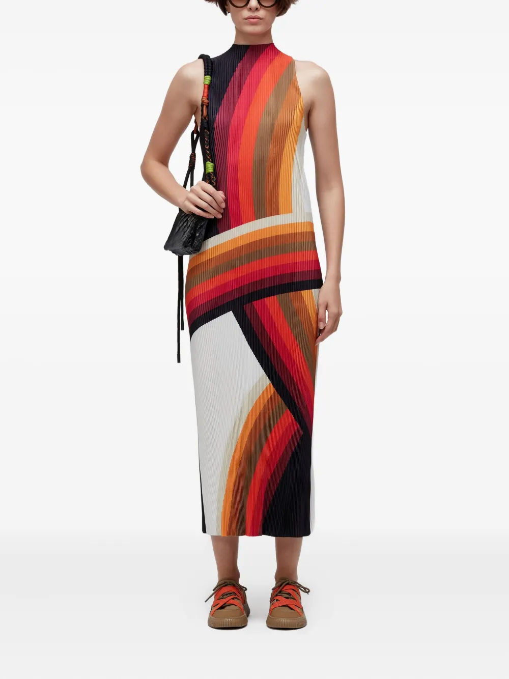Osklen Plisse Stripe Midi Dress