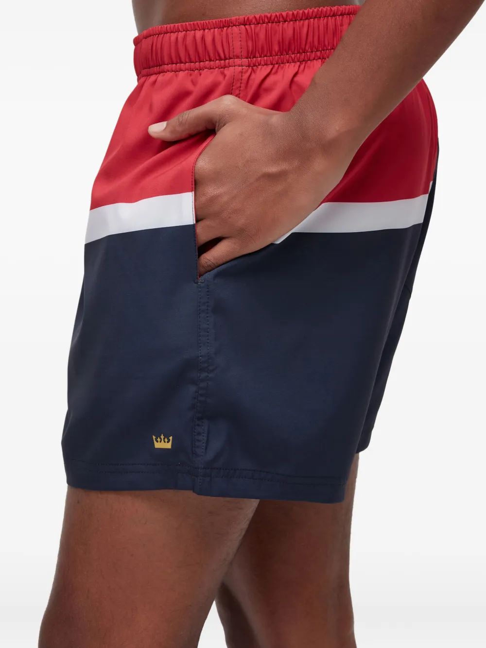 Osklen Riva driekleurige zwembroek met streep Zwart