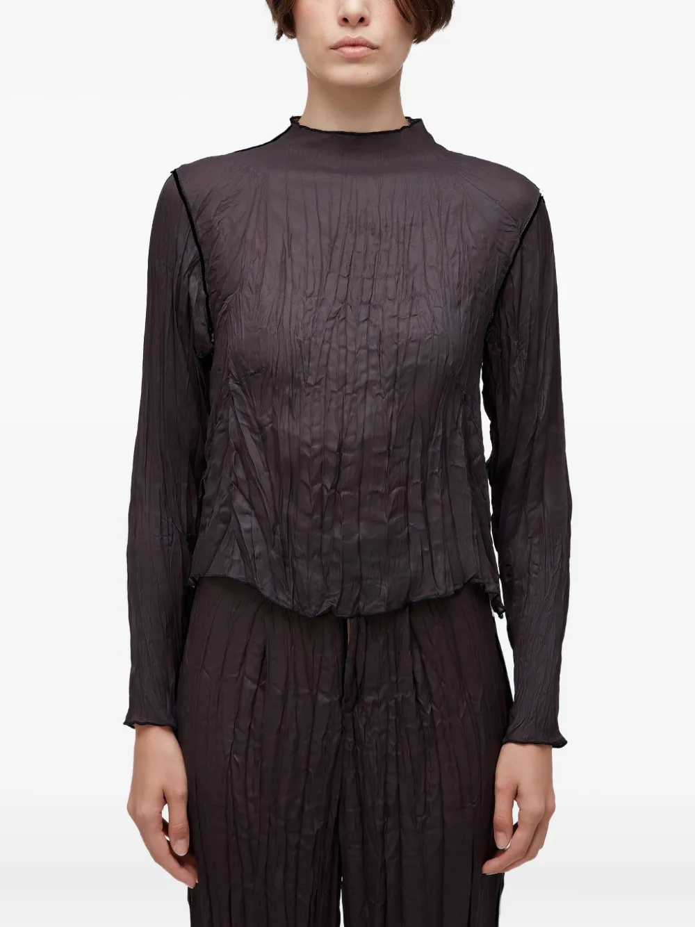 Osklen satinbluse | sort | Image 1