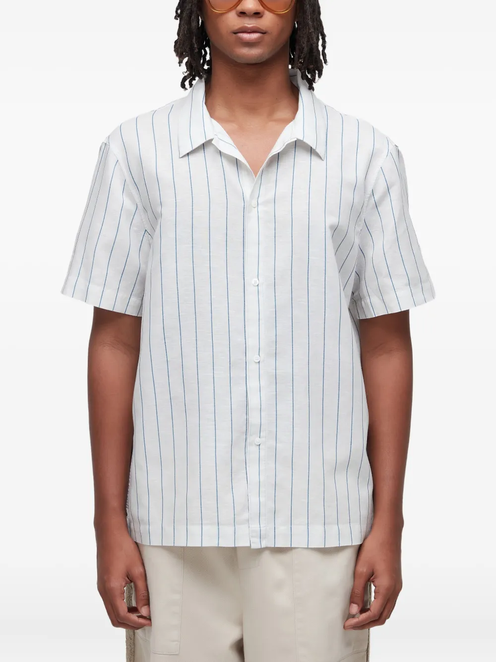 Osklen chemise rayée à manches courtes | blanc | Image 1