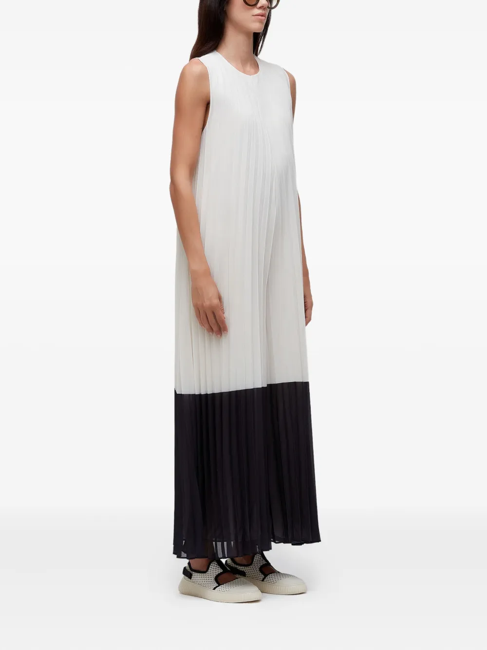 Osklen Geplooide mouwloze tweekleurige jumpsuit - Wit