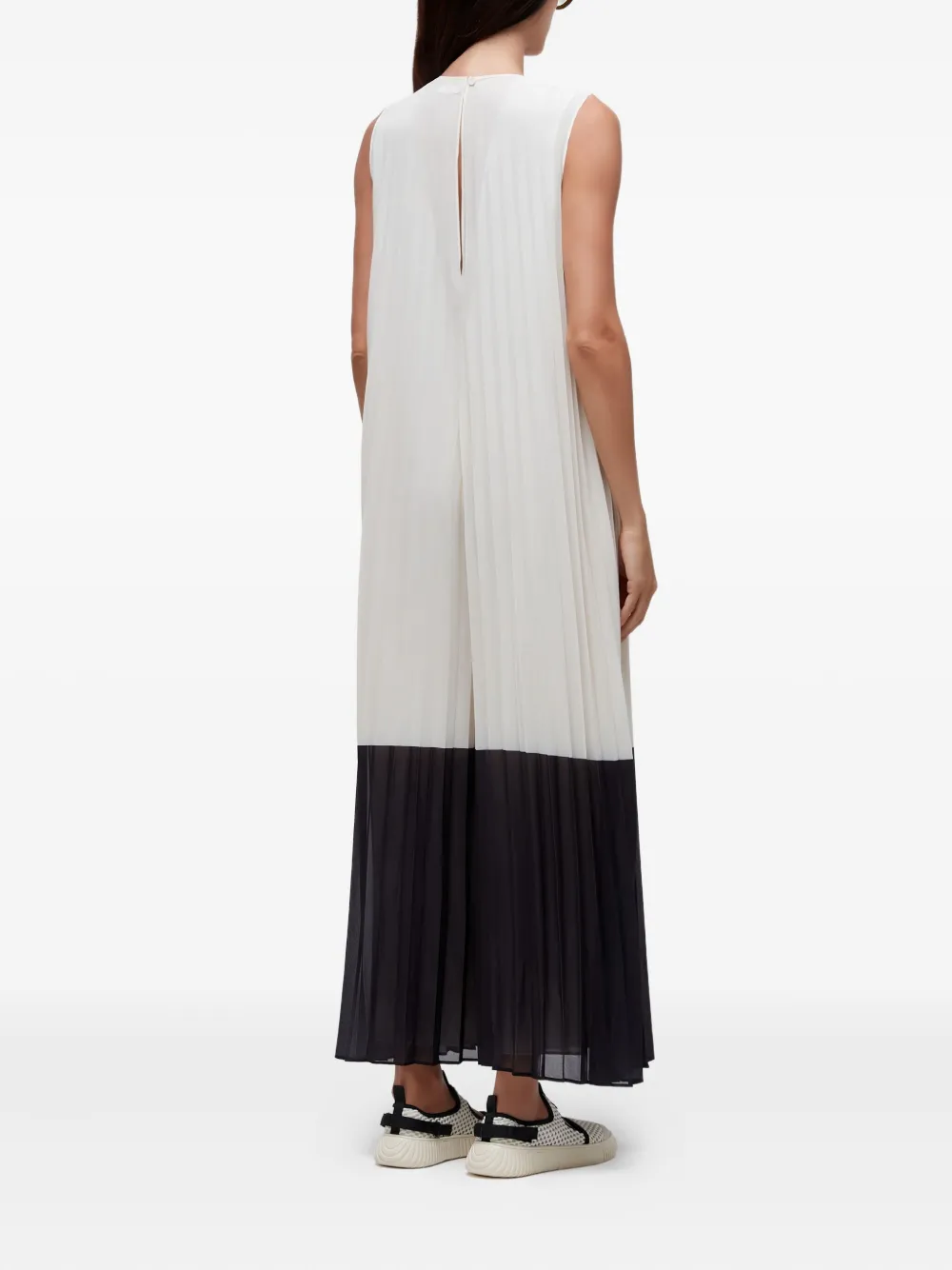 Osklen Pleated Sleeveless Two-tone Jumpsuit In White