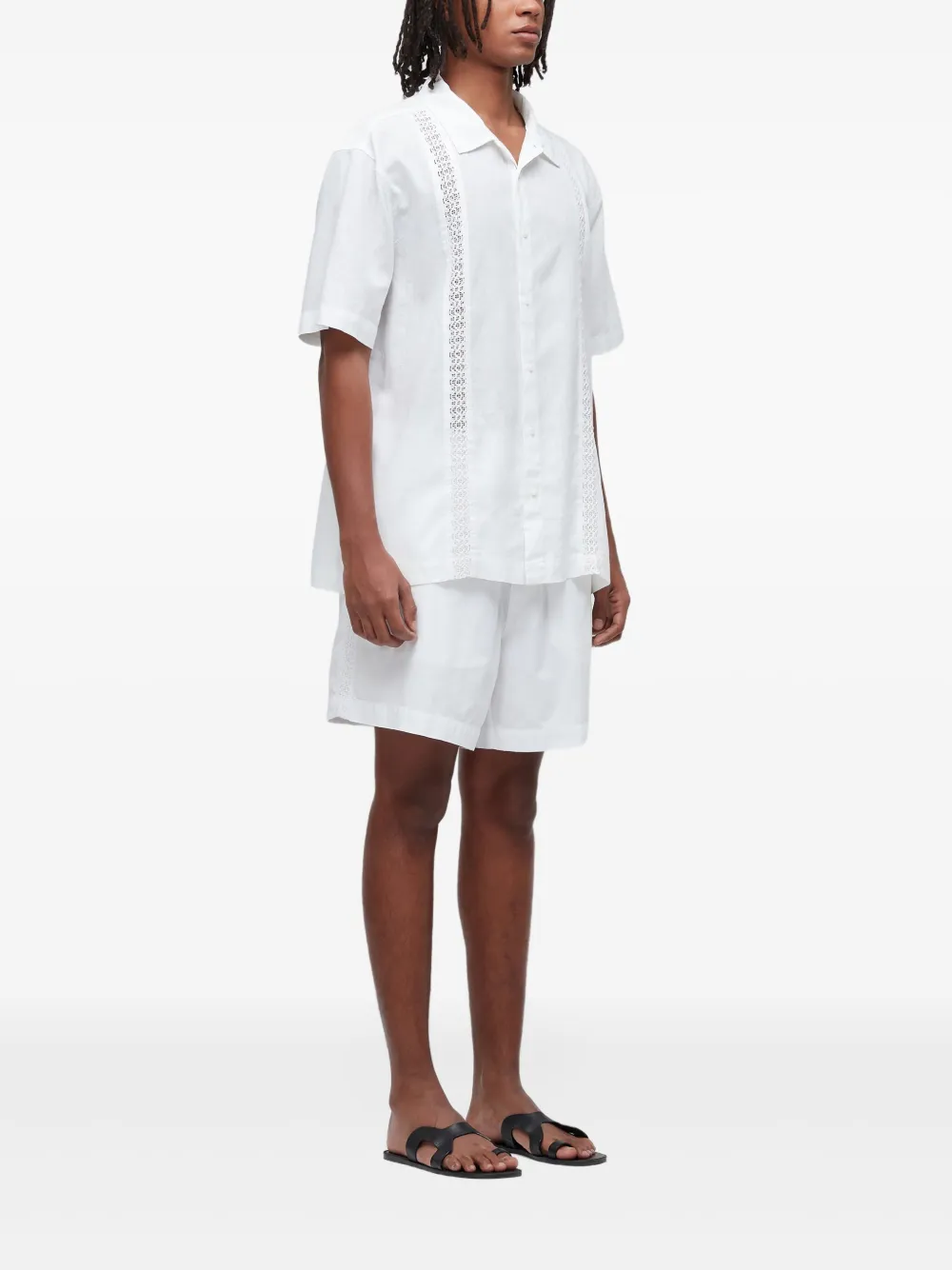 Osklen PJ Over Itacaré linnen shorts met kanten vlak - Wit