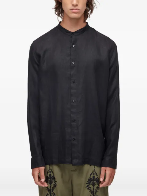 Osklen leaf-embroidered linen shirt