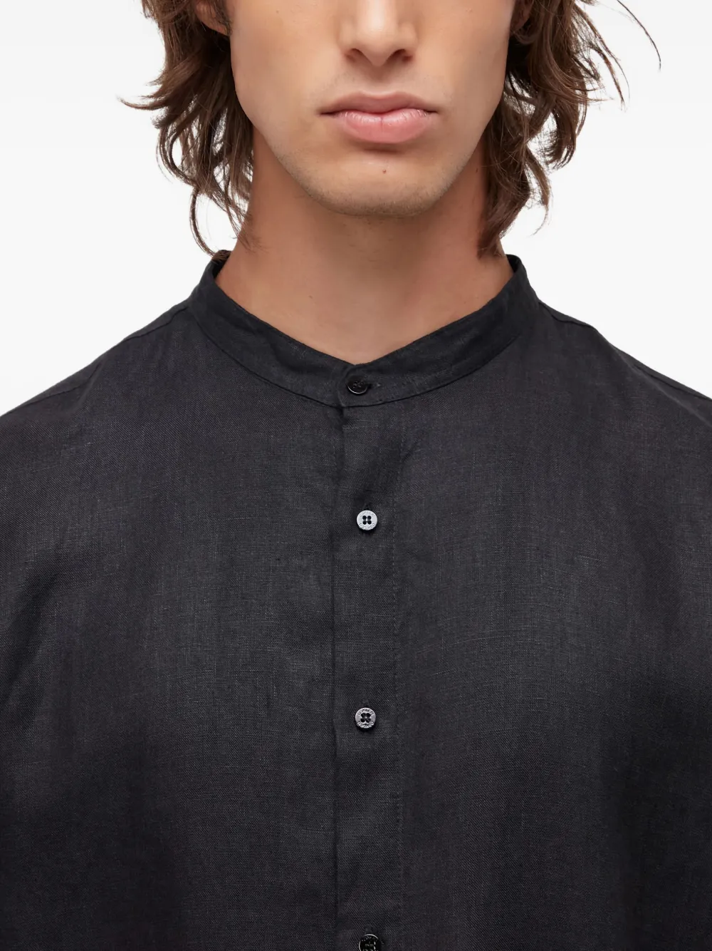 Osklen Leaf-embroidered Linen Shirt In Black