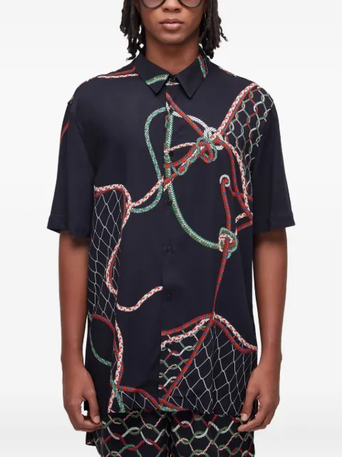 Osklen rope-print short-sleeve shirt