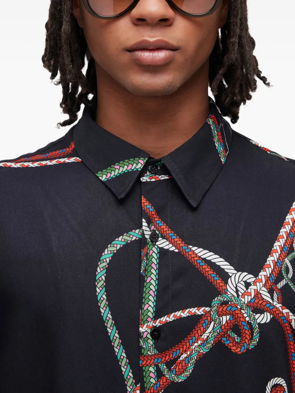 Osklen Rope-print Short-sleeve Shirt In Black