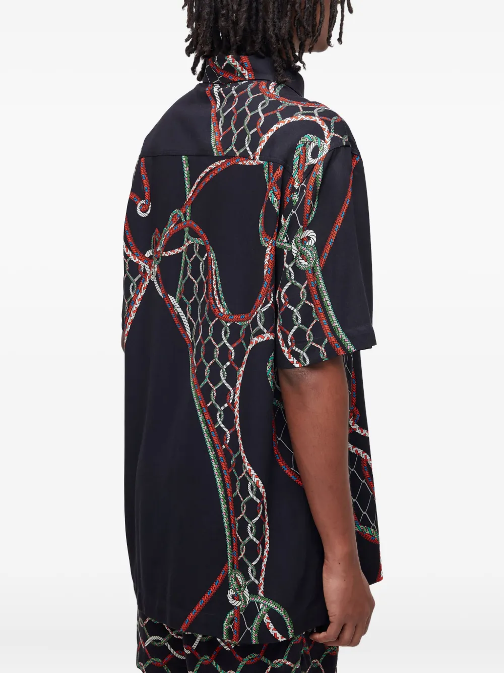 Osklen Rope-print Short-sleeve Shirt In Black