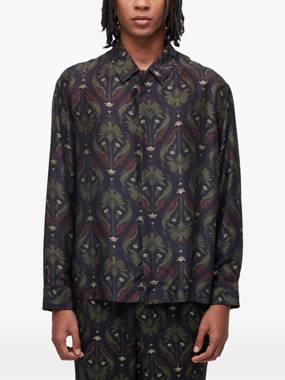 Osklen damask-print long-sleeve shirt | Black | Image 1