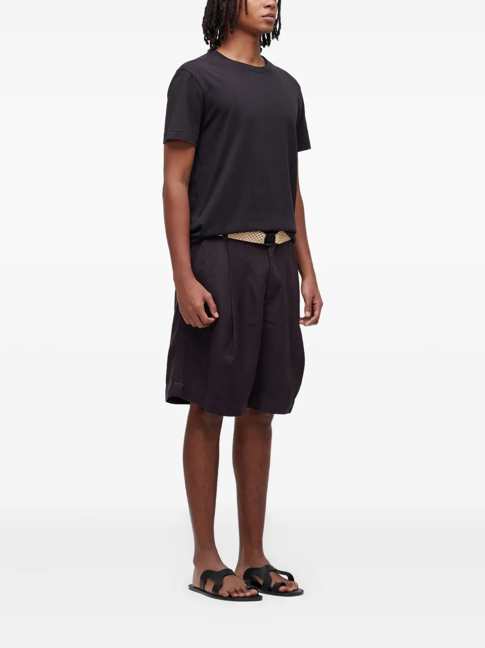 Osklen Geplooide linnen shorts - Zwart