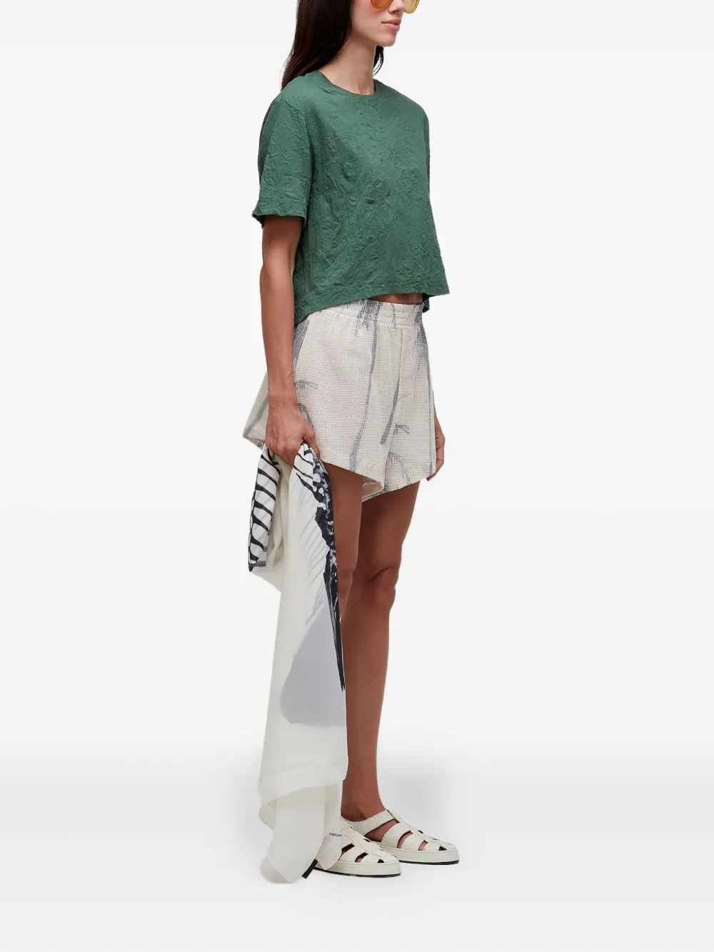 Osklen Wrinkle-effect Cropped T-shirt In Multi