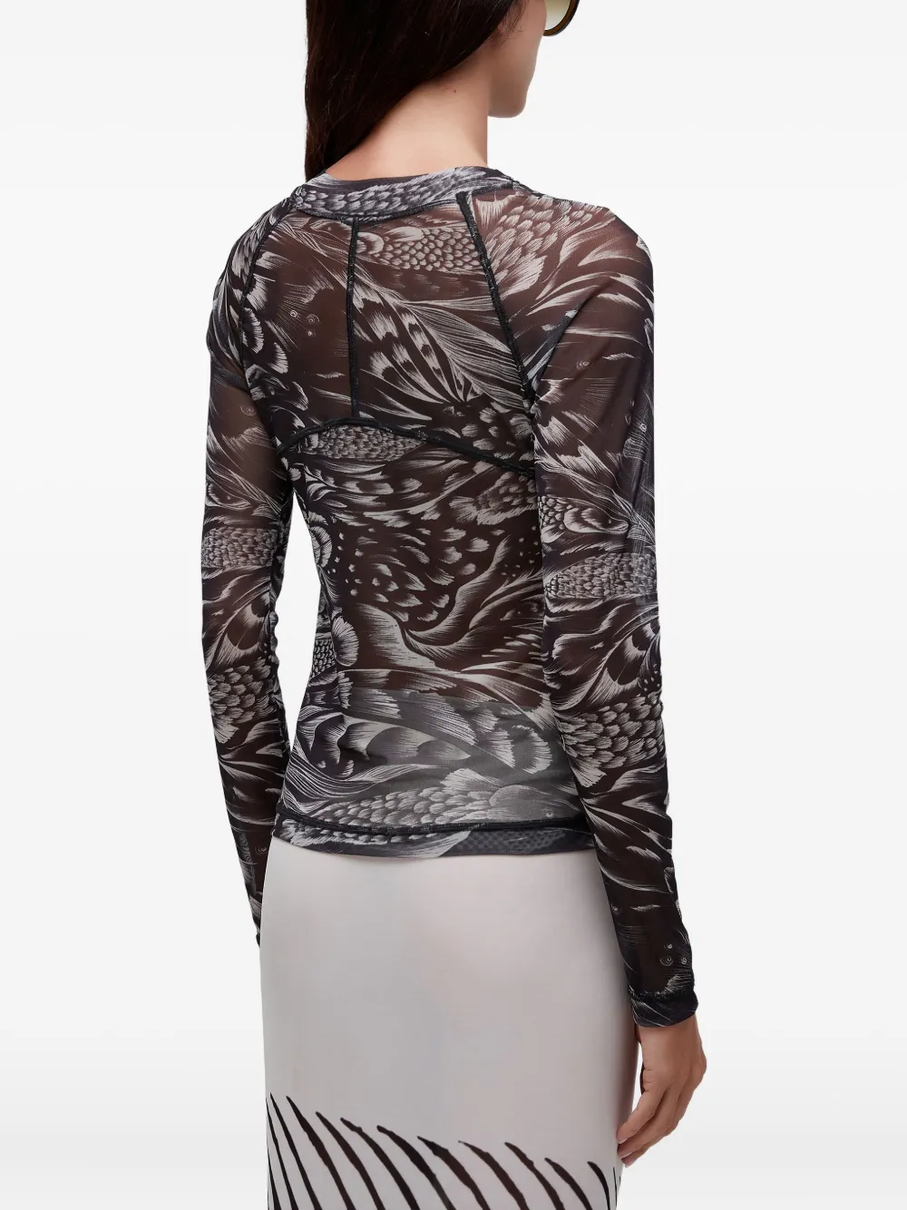 Osklen T-shirt met mesh en pirarucoprint Zwart