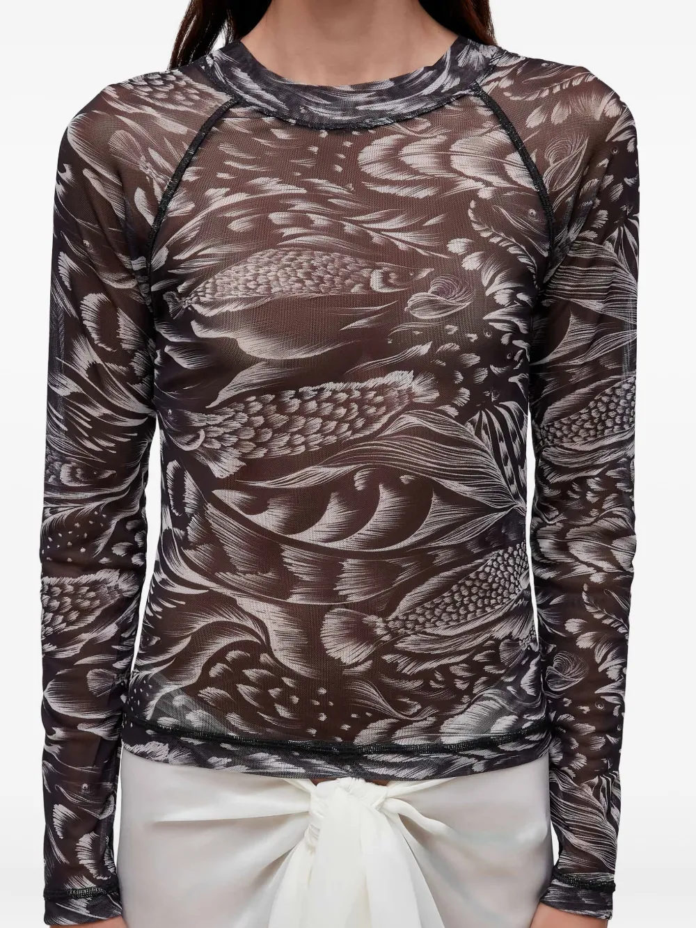 Osklen T-shirt met mesh en pirarucoprint Zwart