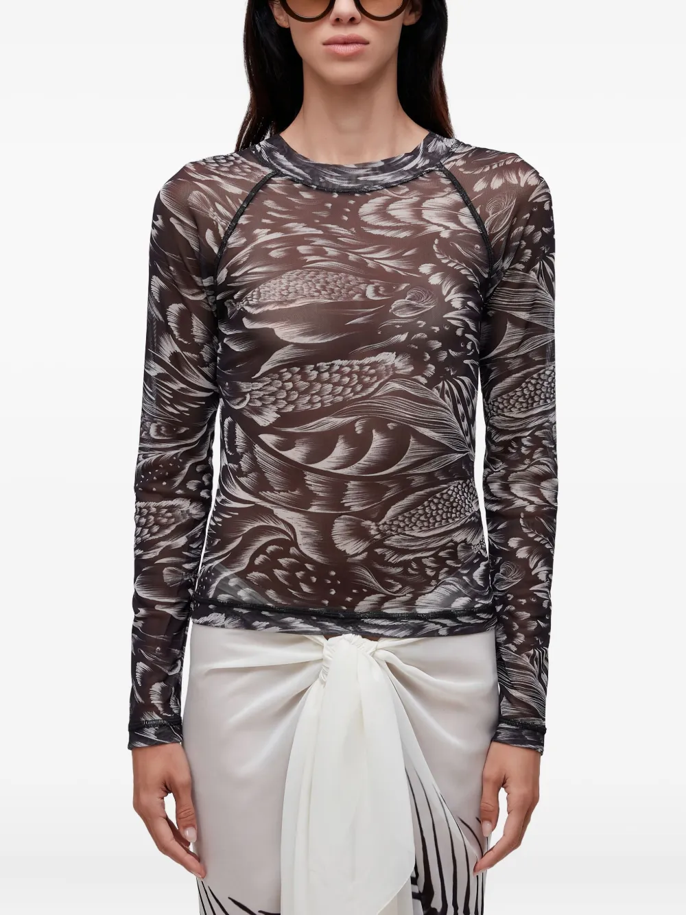 Osklen pirarucu-print mesh T-shirt | Black | Image 1