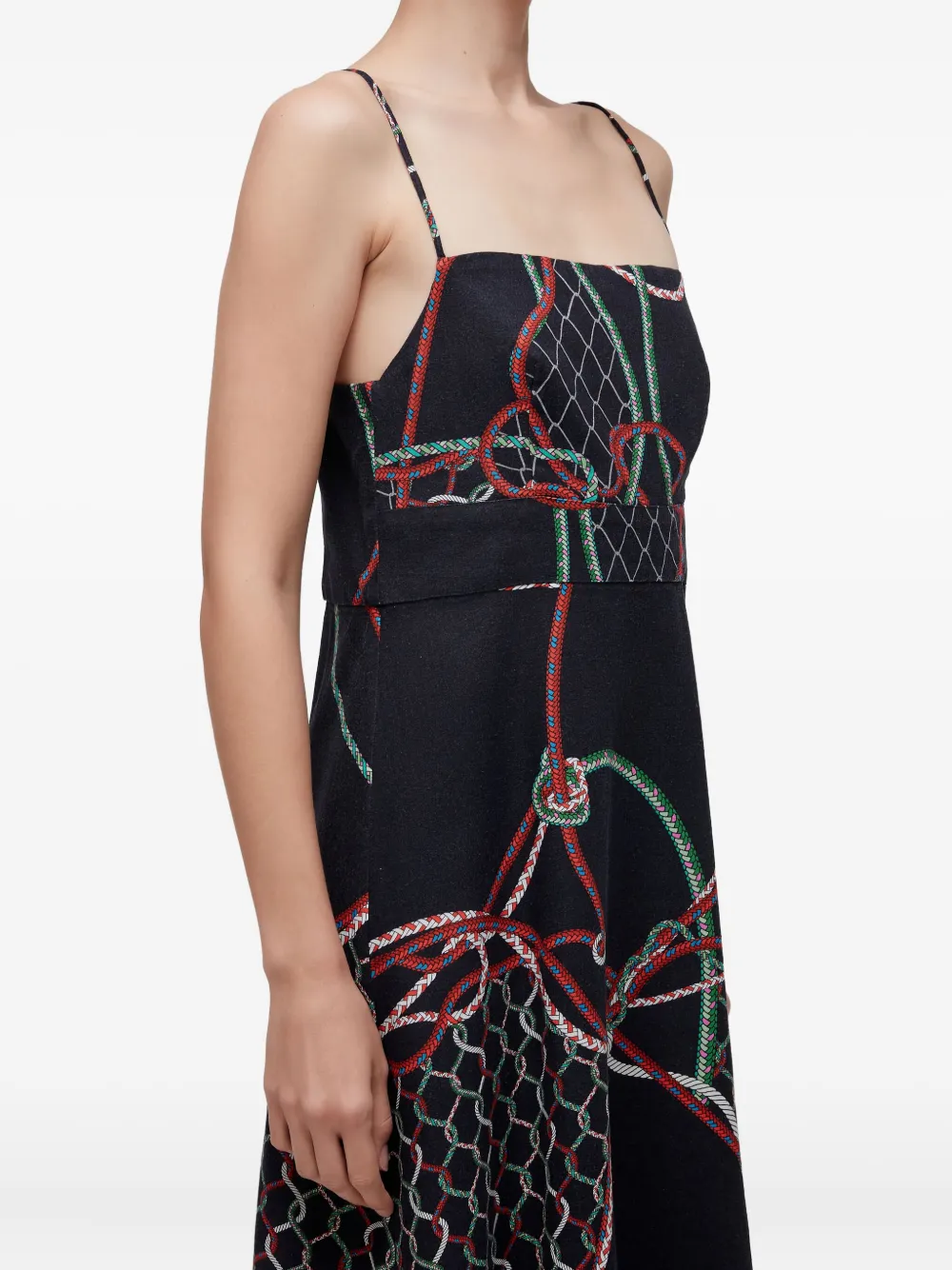 Osklen Rope-print Midi Dress In Black