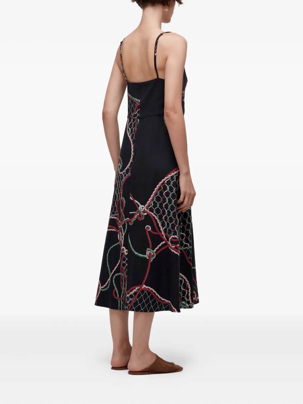Osklen Rope-print Midi Dress In Black