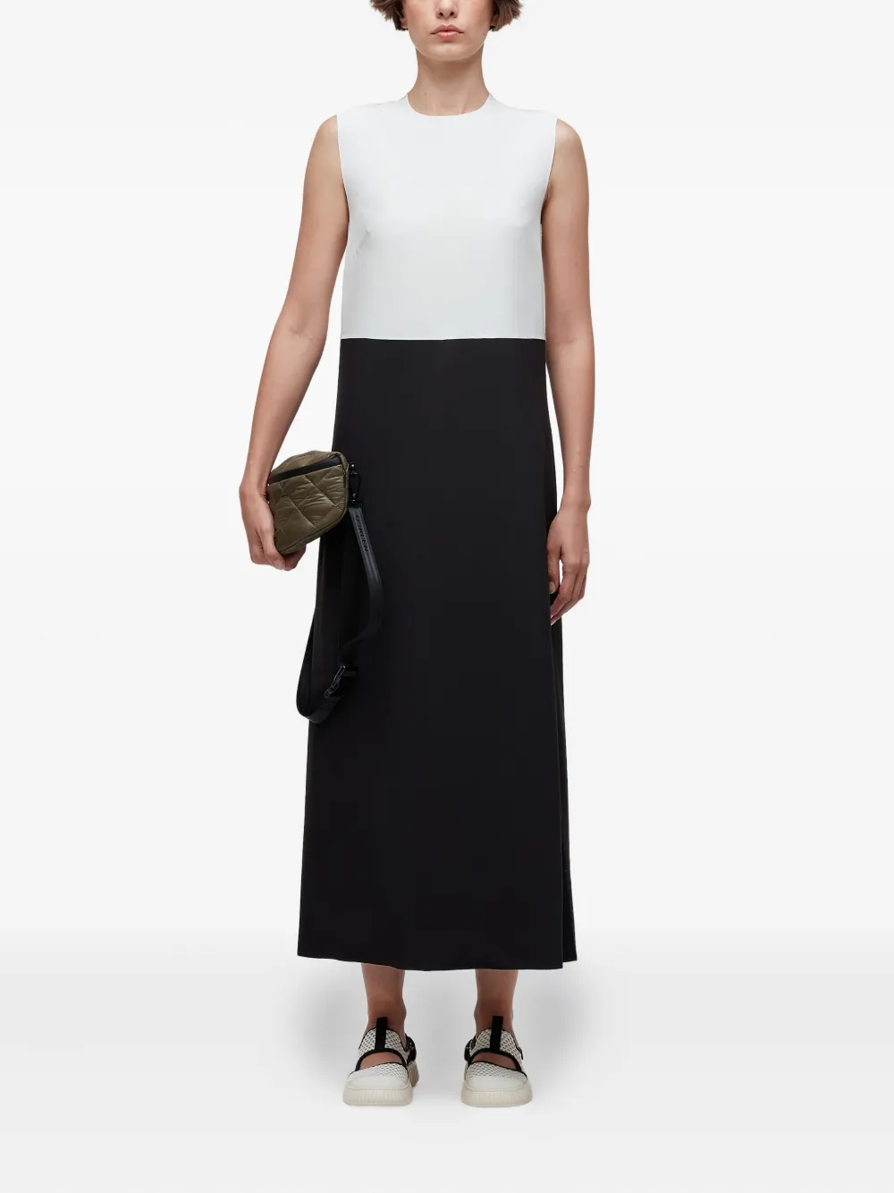 Osklen Mouwloze tweekleurige midi-jurk - Wit