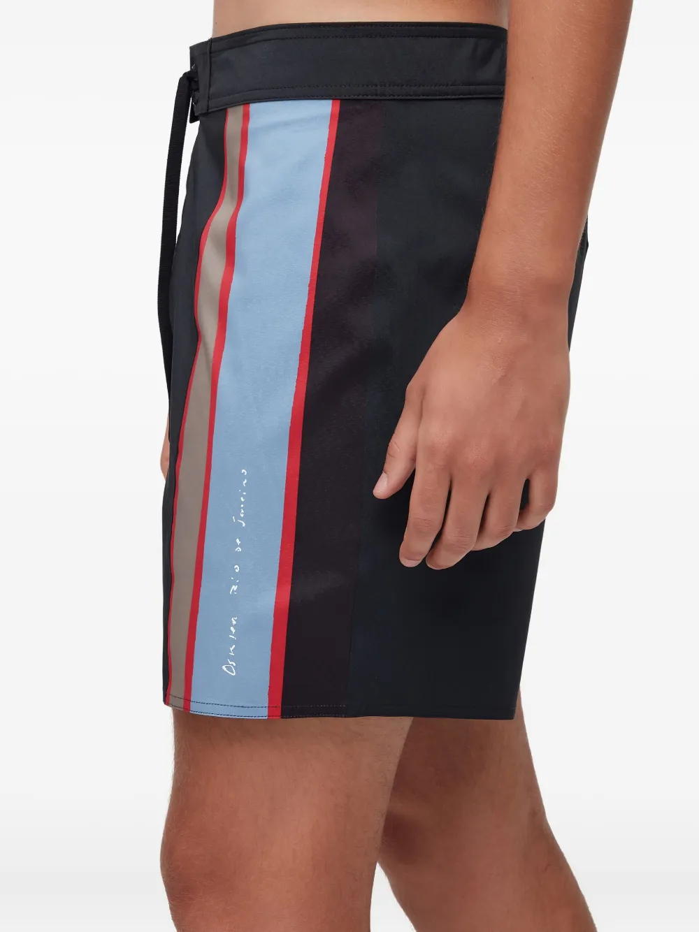 Osklen Aquaone Flex Triangle Stripe-detail Swim Shorts In Green