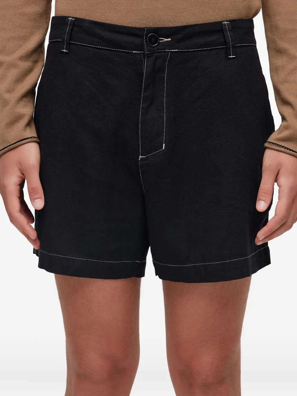Osklen Linnen shorts met paspelzak Zwart