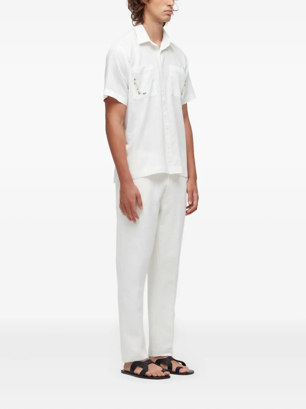 Osklen MC overhemd met geborduurde madeliefjes - Wit